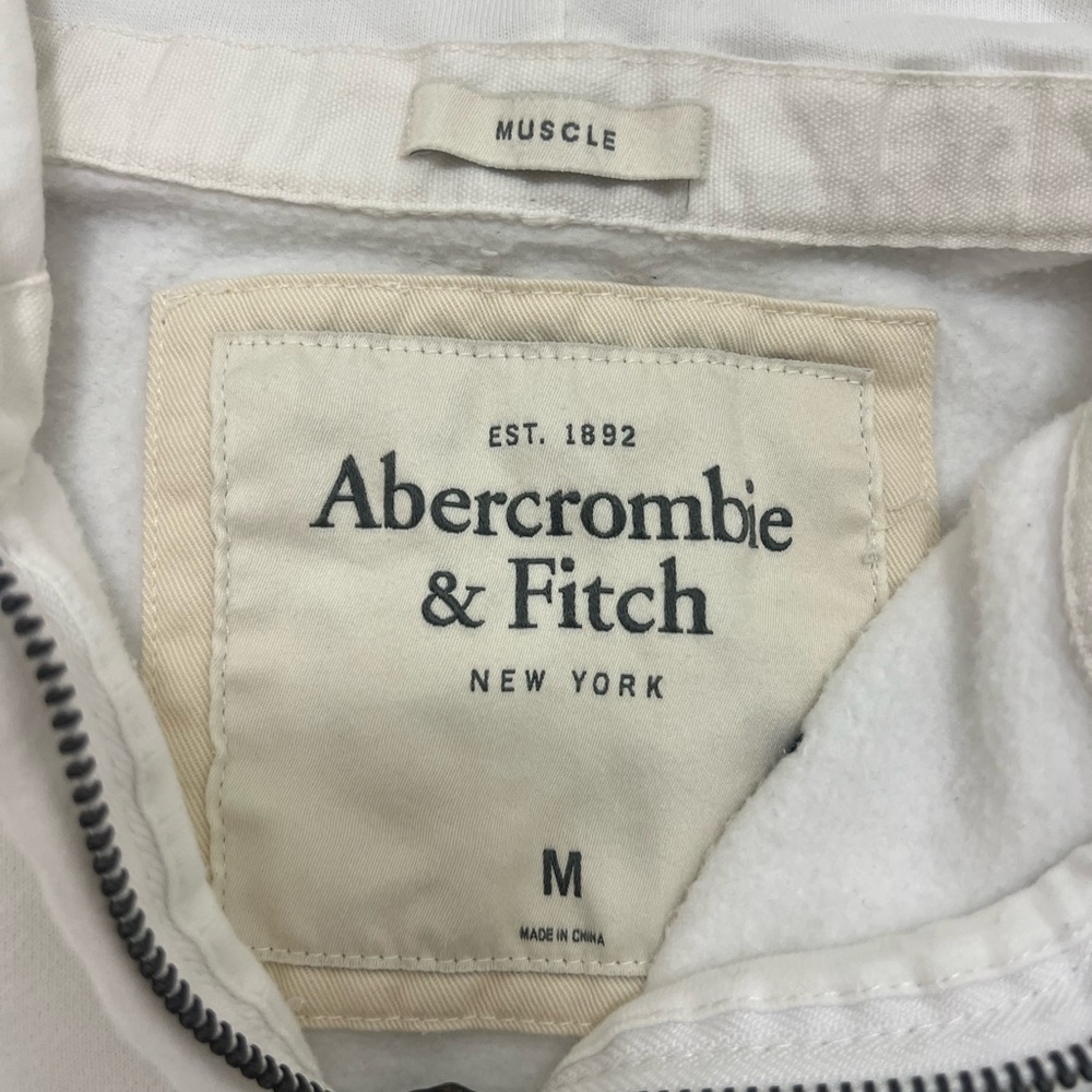 Abercrombie & Fitch Men's Medium 92 Muscle Hoodie Full Zip Jacket Vtg Y2K - Picture 4 of 7